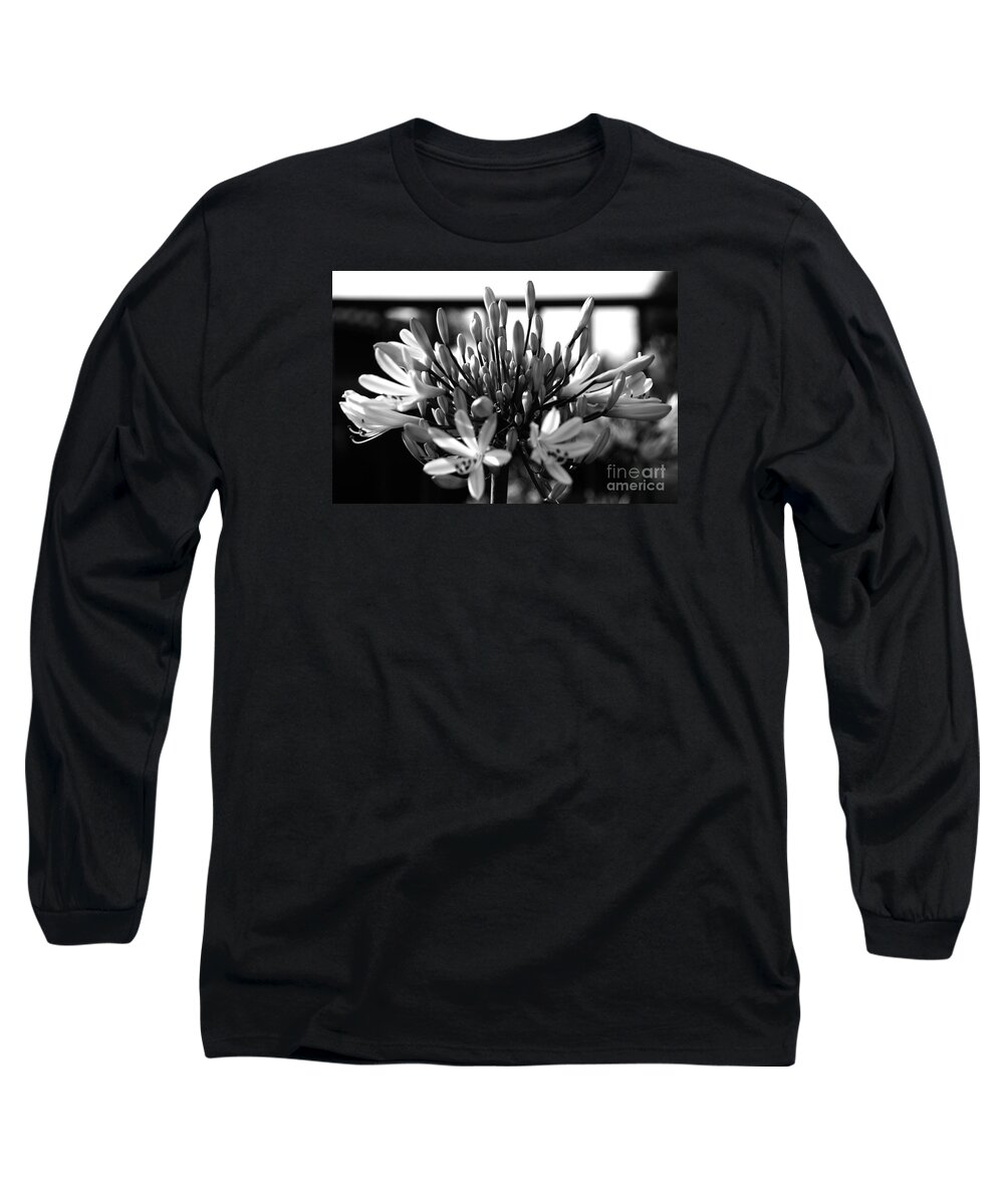 Floral Long Sleeve T-Shirt featuring the photograph Becoming Beautiful - bw by Linda Shafer