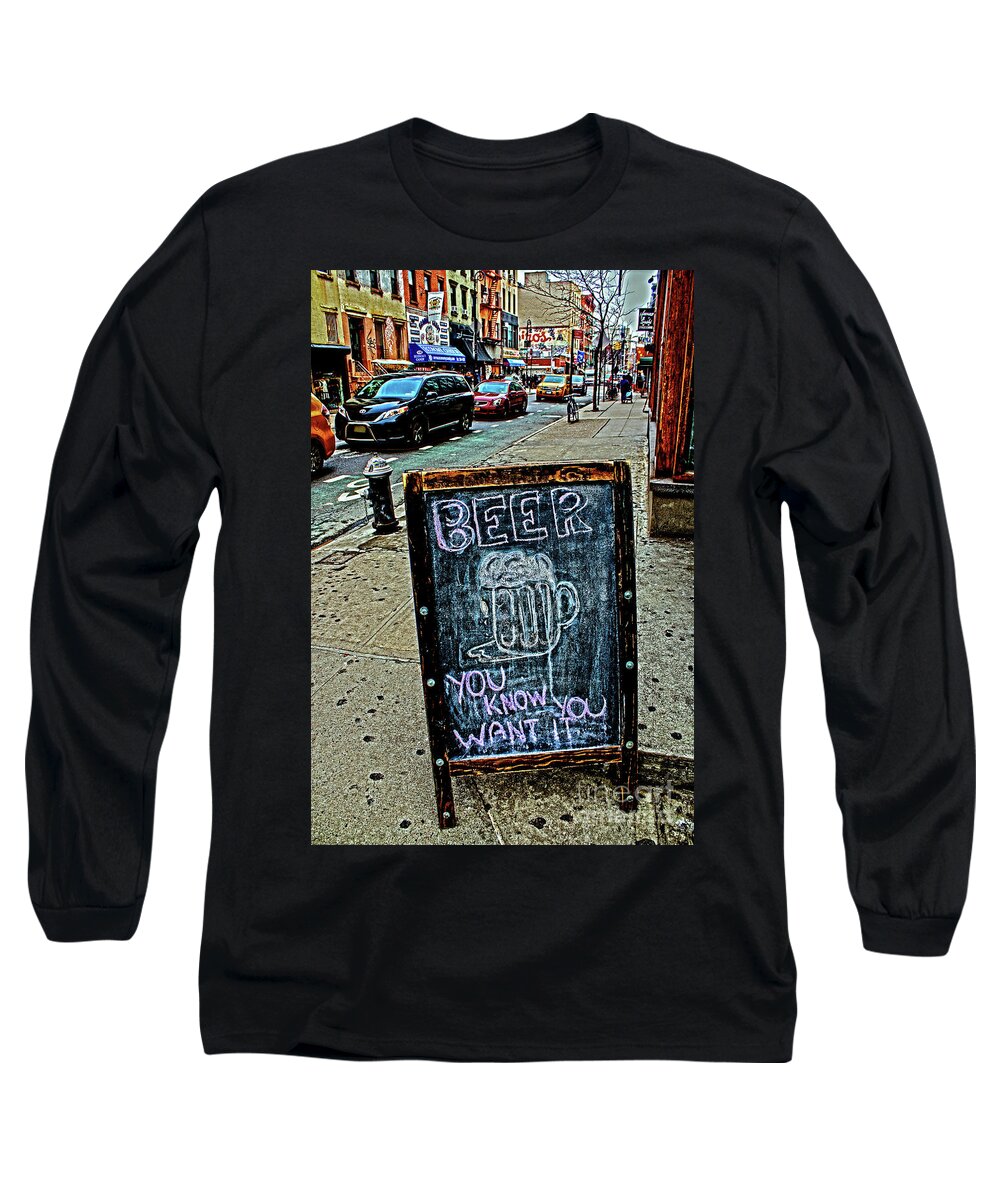 Beer Long Sleeve T-Shirt featuring the photograph Beer Sign by Sandy Moulder