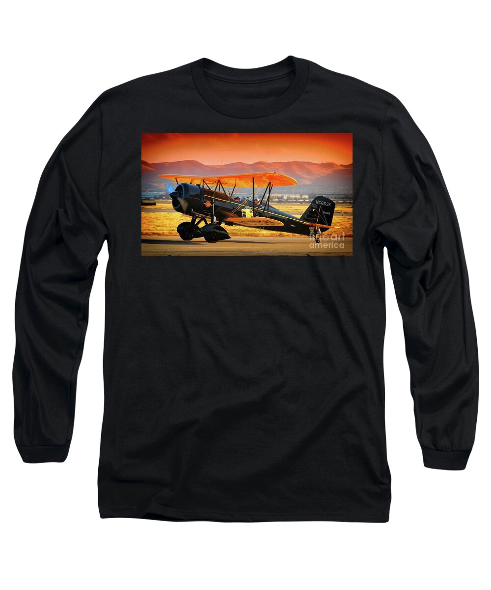Transportation Long Sleeve T-Shirt featuring the photograph Ben Scott's Stearman Speedmail 4E Version 2 by Gus McCrea