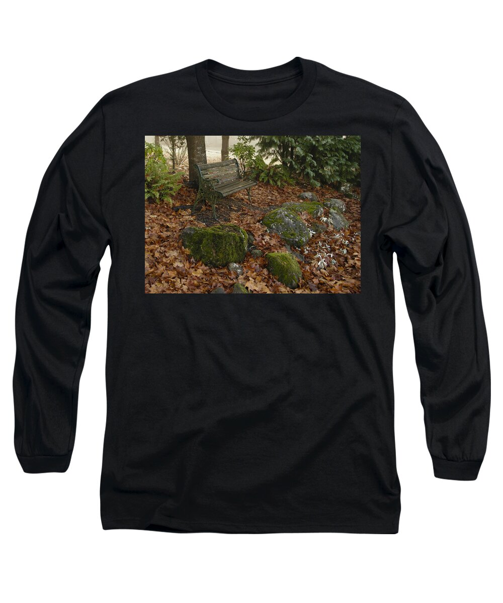 Bench Long Sleeve T-Shirt featuring the photograph Bench in Fall by Jean Noren