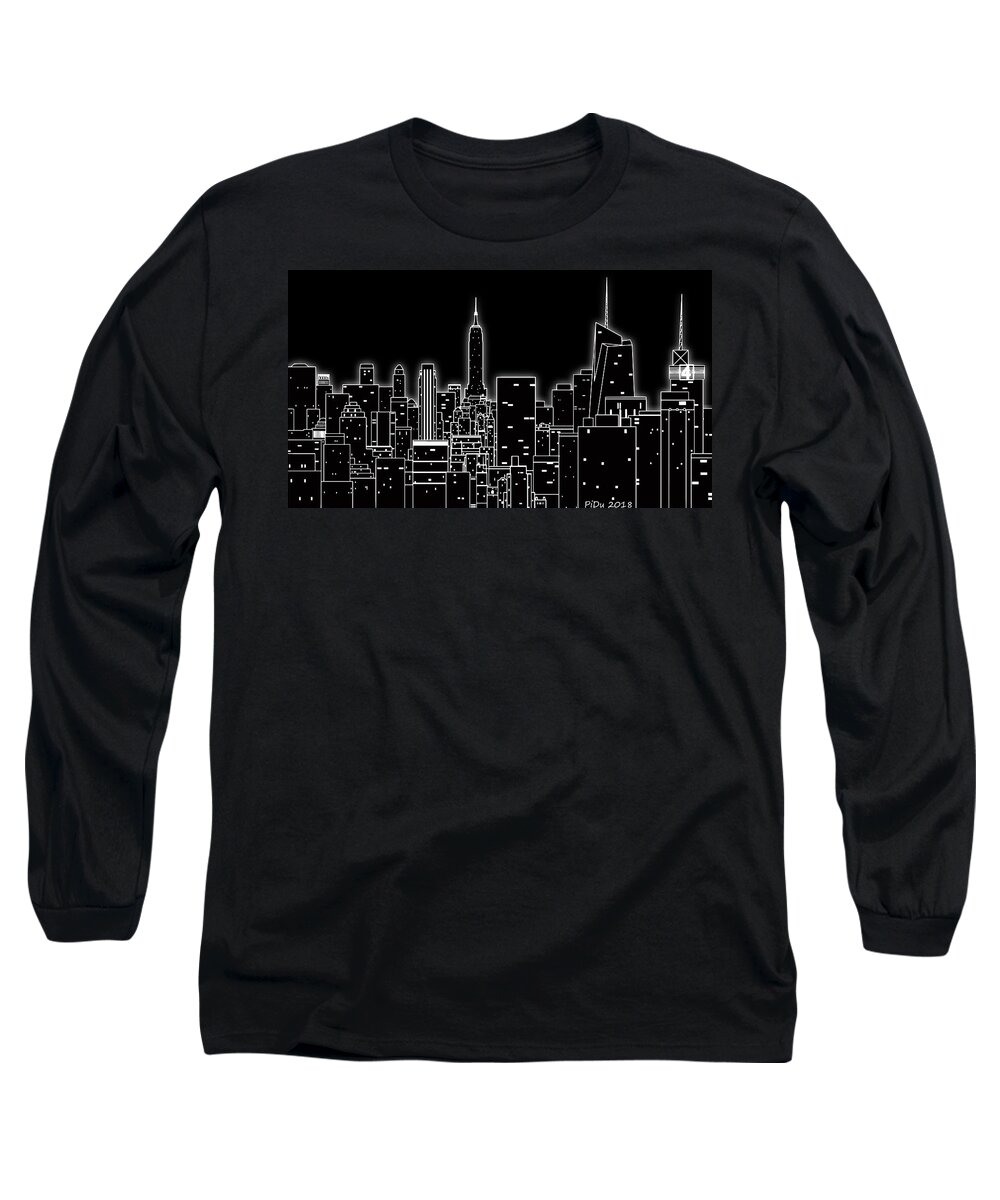 Big-city Long Sleeve T-Shirt featuring the digital art Big City Light by Piotr Dulski