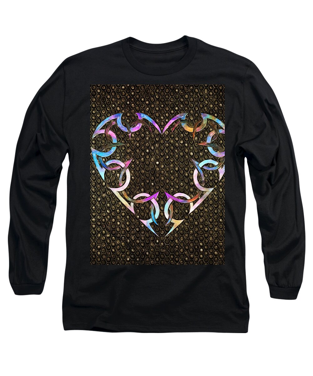 Love Long Sleeve T-Shirt featuring the digital art Binding Lines Of The Heart by Bill and Linda Tiepelman