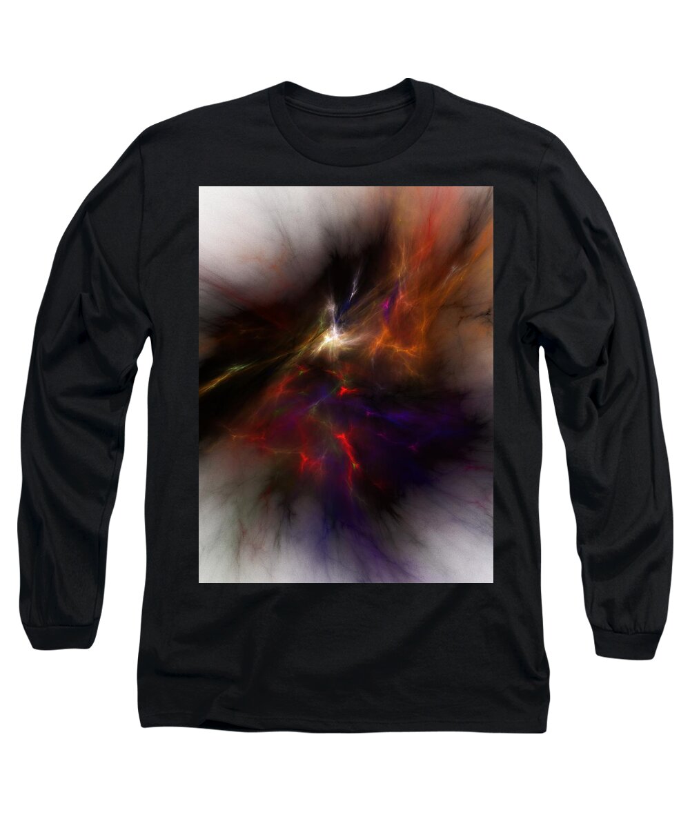 Abstract Digital Painting Long Sleeve T-Shirt featuring the digital art Birth of a thought by David Lane