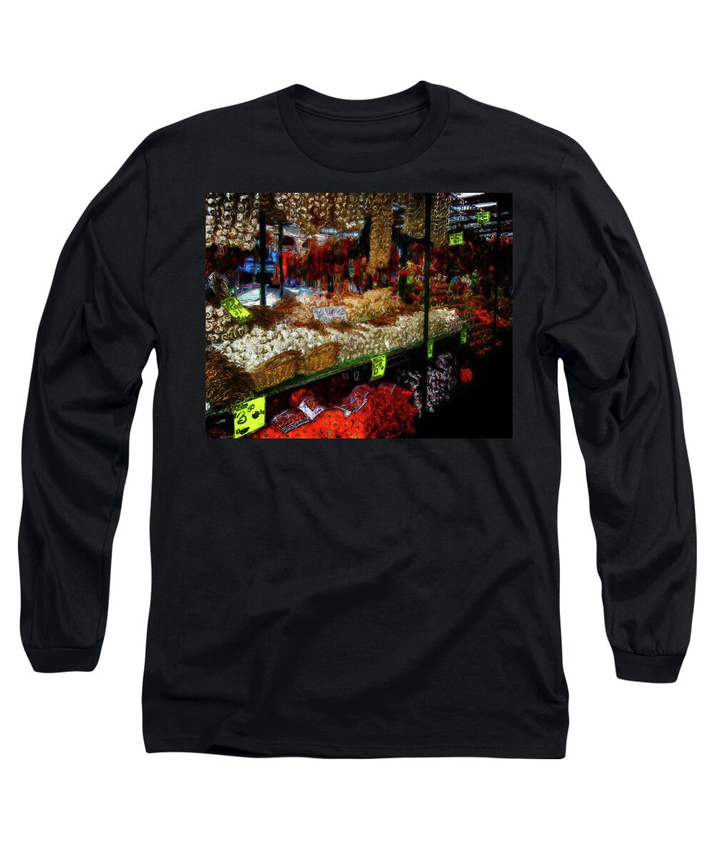 Ottawa Long Sleeve T-Shirt featuring the digital art Biward Market Garlic by Leslie Montgomery