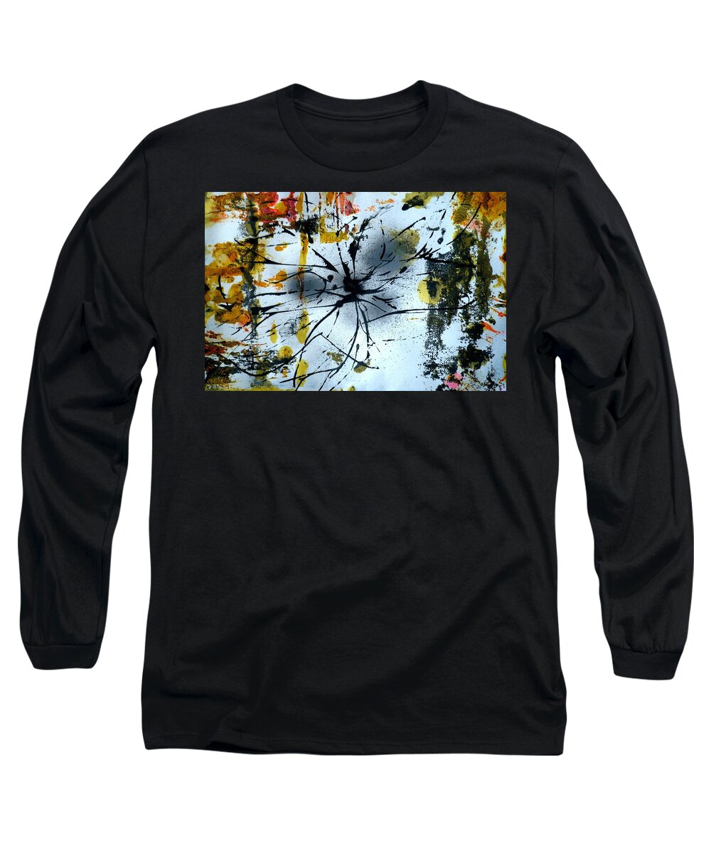 Yellow Long Sleeve T-Shirt featuring the painting Bloom Abstract by 'REA' Gallery