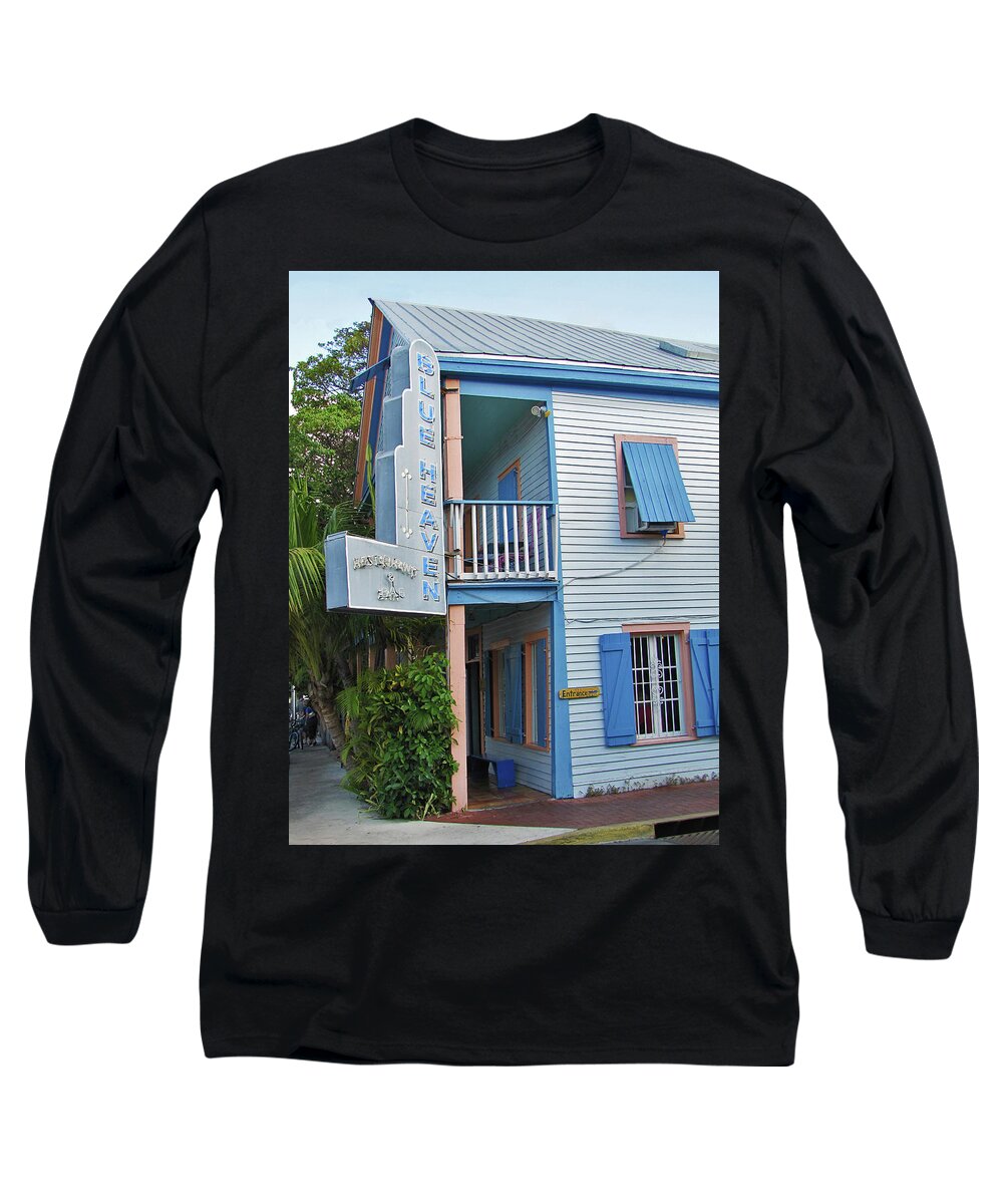 Bar Long Sleeve T-Shirt featuring the photograph Blue Heaven Restaurant - Key west by Bob Slitzan