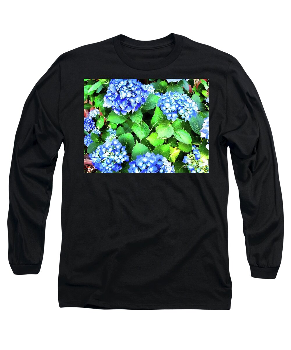 Blue Hydrangea Long Sleeve T-Shirt featuring the photograph Blue Hydrangea by Judy Palkimas
