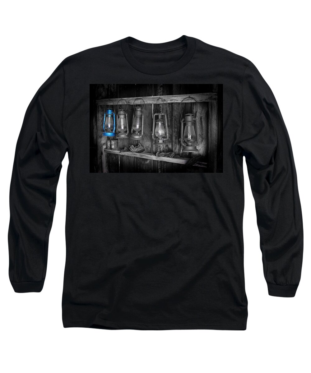 Darin Volpe Ruins Long Sleeve T-Shirt featuring the photograph Blue Lantern - Bodie State Historic Park by Darin Volpe