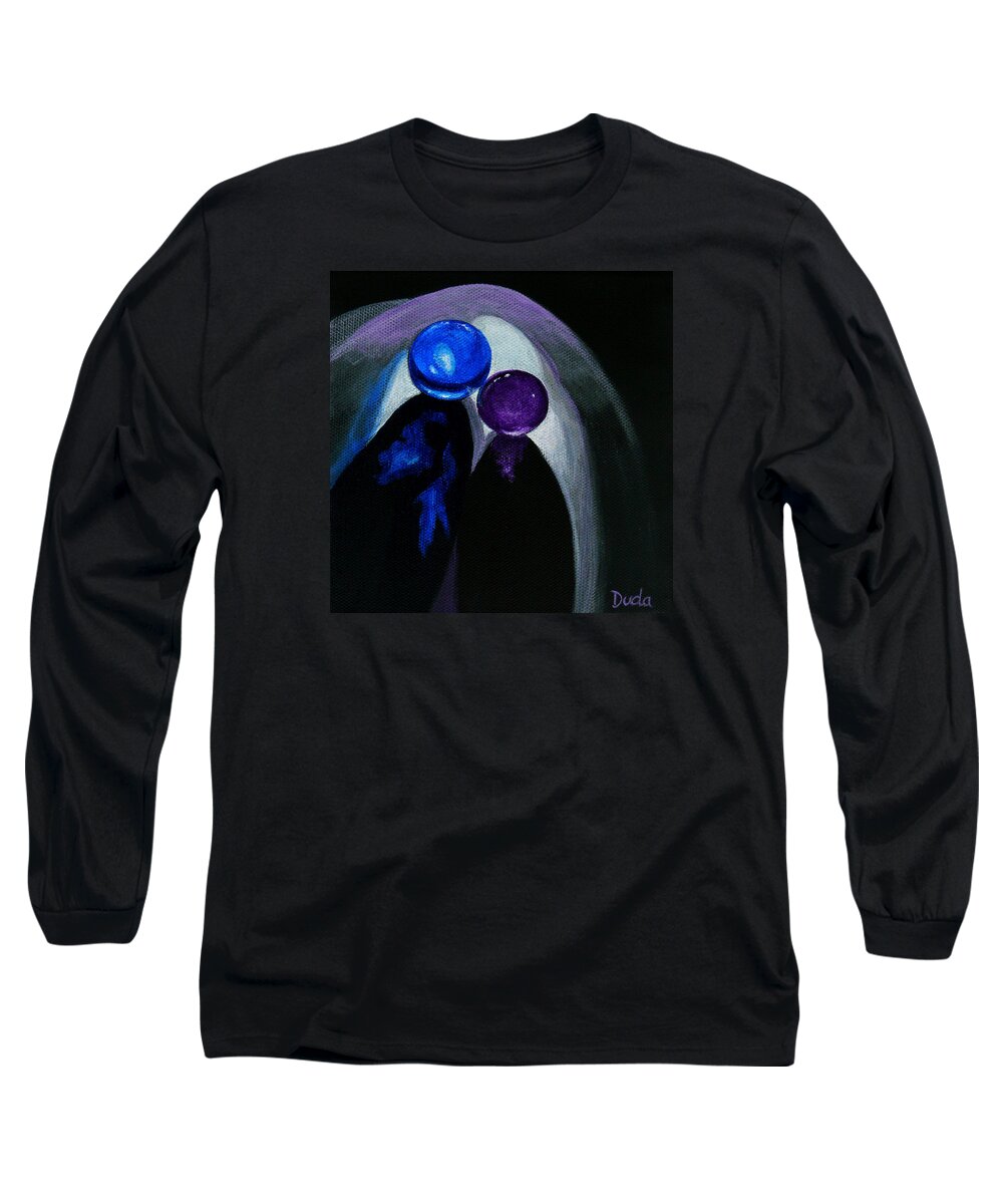 Blue Shooter Long Sleeve T-Shirt featuring the painting Blue Shooter Amethyst Aggie by Susan Duda