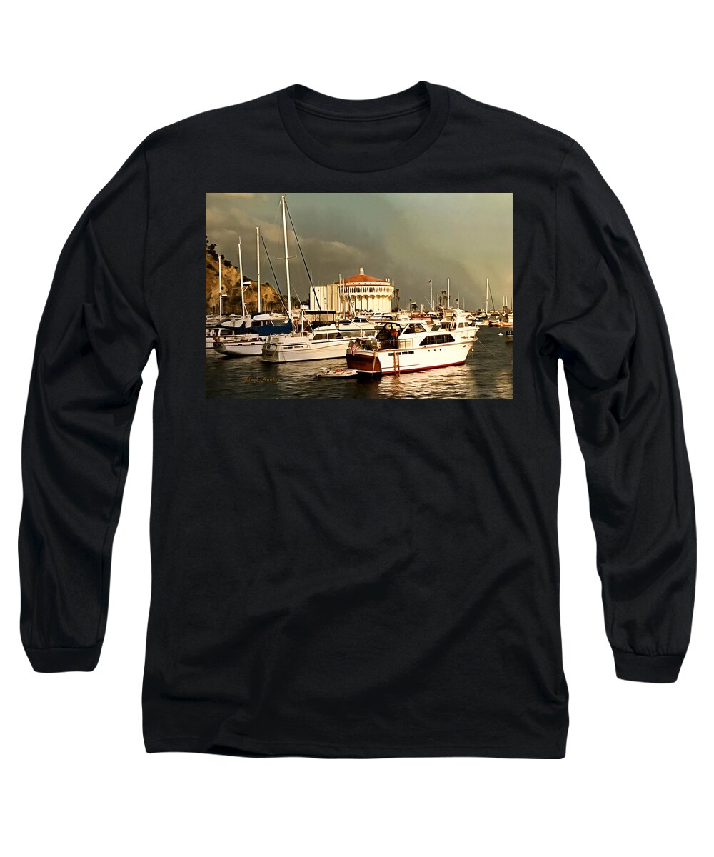 Seascape Long Sleeve T-Shirt featuring the photograph Boats Catalina Island California by Floyd Snyder