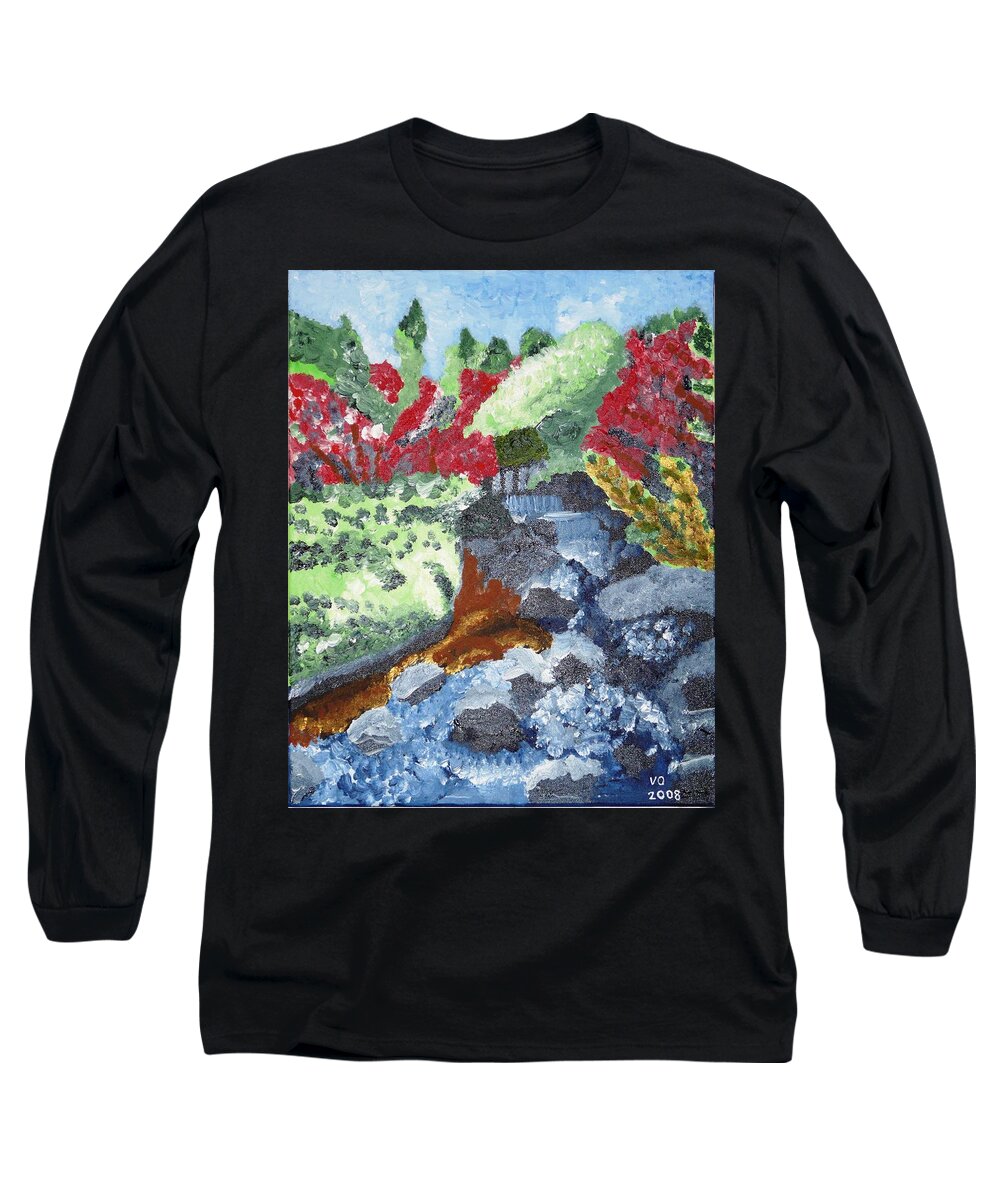Landscape Long Sleeve T-Shirt featuring the painting Botanic Garden Merano 2 by Valerie Ornstein