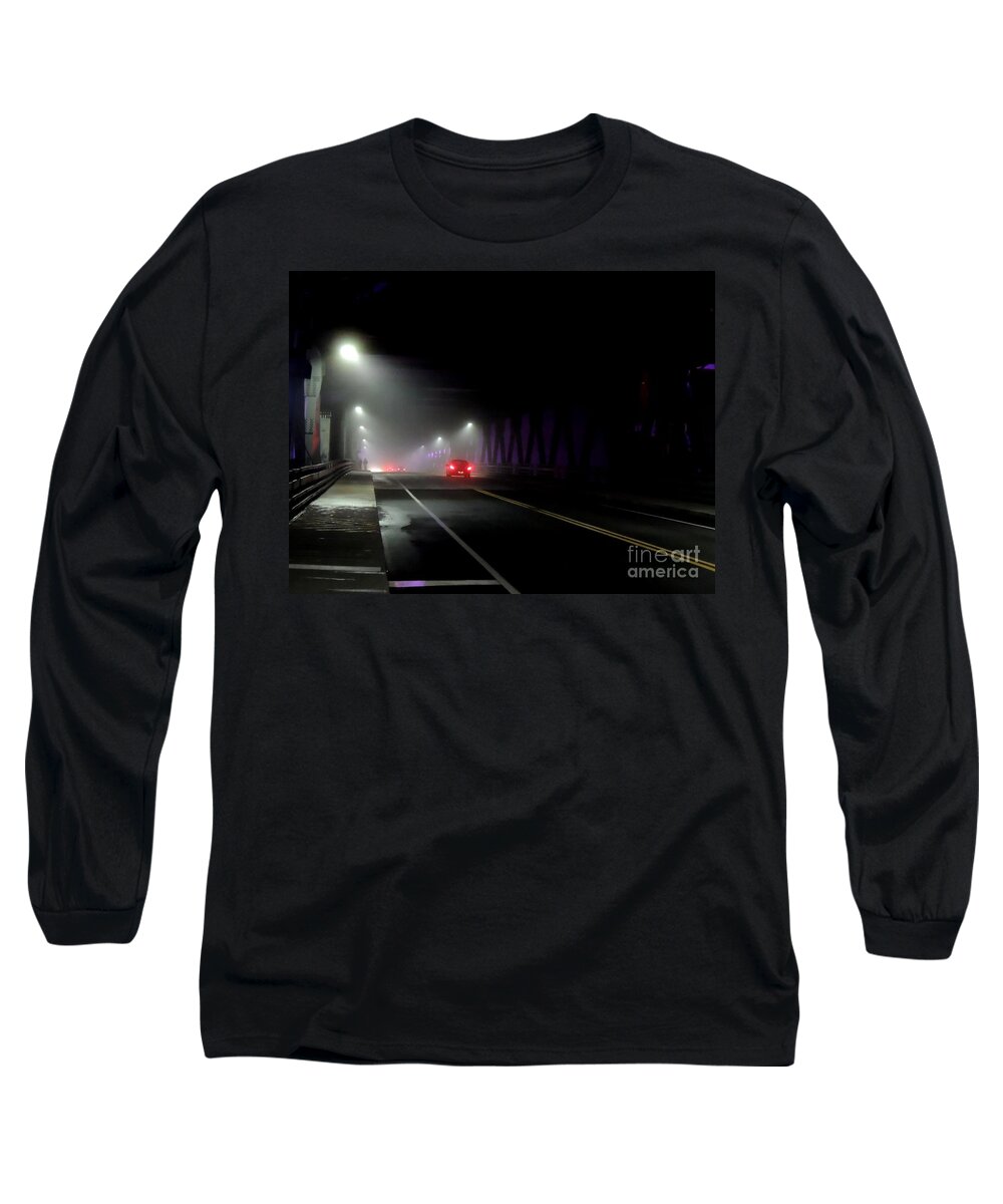  Night Long Sleeve T-Shirt featuring the photograph Bridge Crossing by Marcia Lee Jones