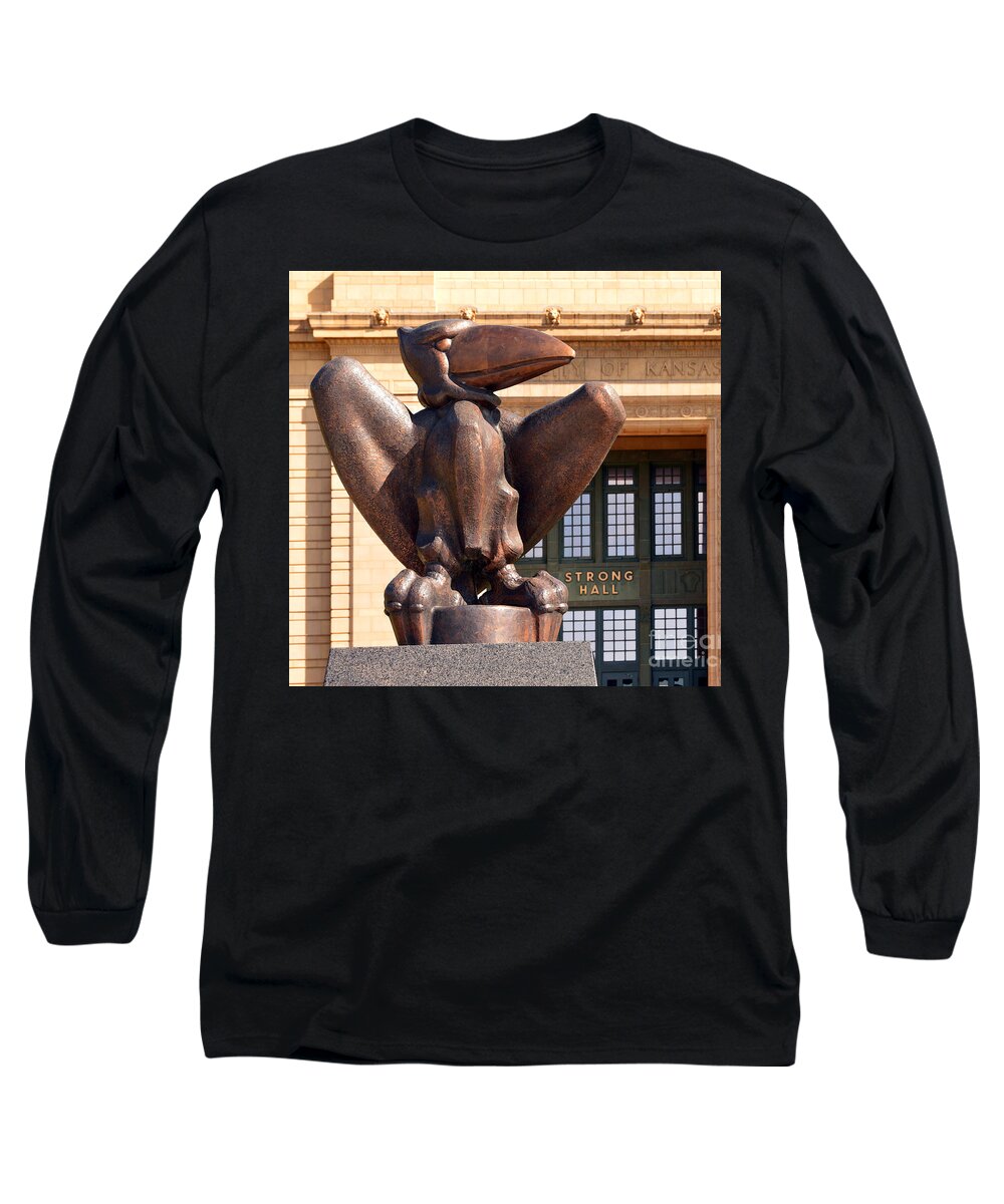 Bronze Long Sleeve T-Shirt featuring the photograph Bronze Jayhawk by Catherine Sherman