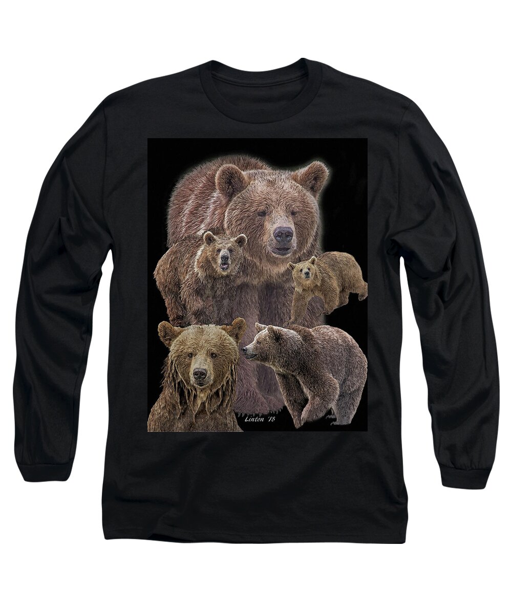 Brown Bears Long Sleeve T-Shirt featuring the digital art Brown Bears 8 by Larry Linton