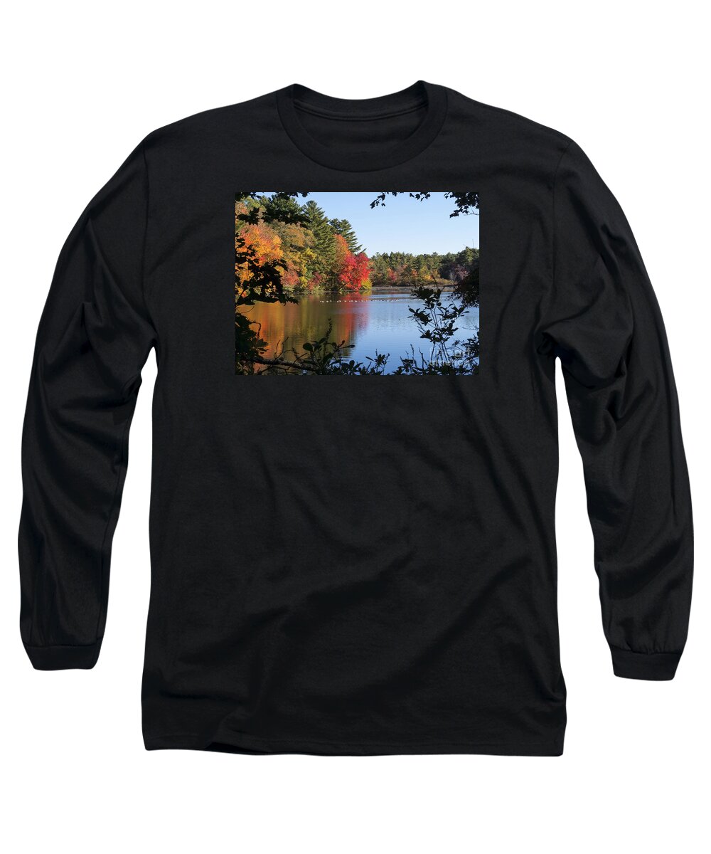 Fall Foliage Long Sleeve T-Shirt featuring the photograph Cady Pond Autumn 2015 by Lili Feinstein