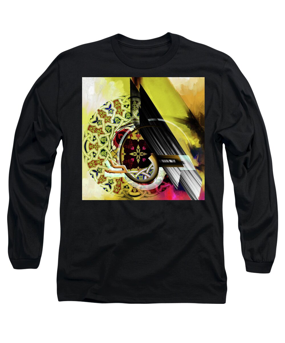 Abstract Long Sleeve T-Shirt featuring the painting Calligraphy 103 2 1 by Mawra Tahreem