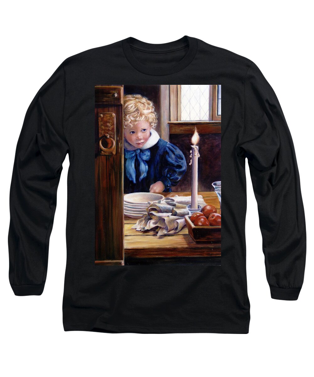 Children Long Sleeve T-Shirt featuring the painting Candle by Marie Witte