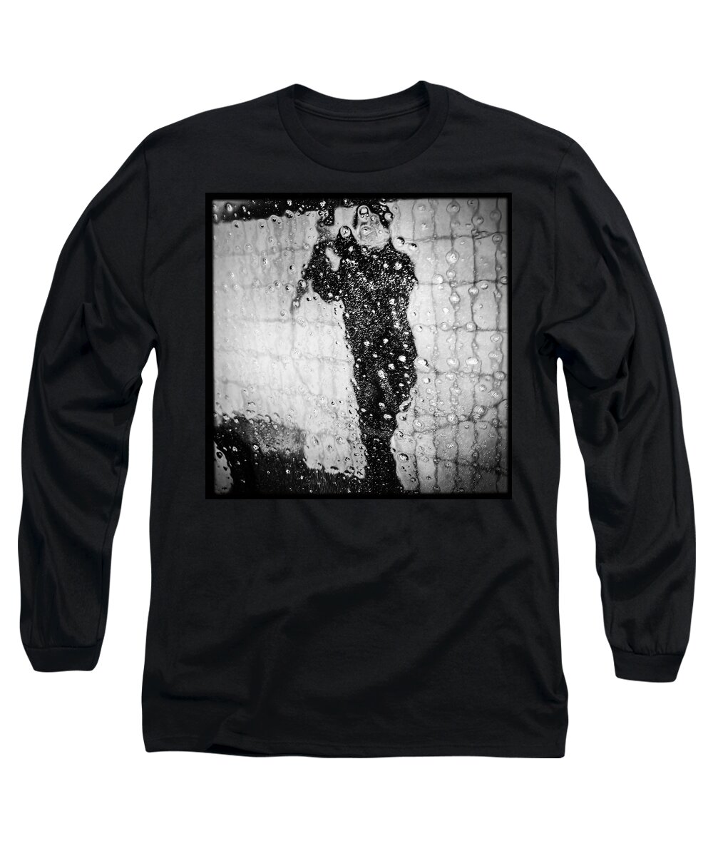 Carwash Long Sleeve T-Shirt featuring the photograph Carwash cool black and white abstract by Matthias Hauser