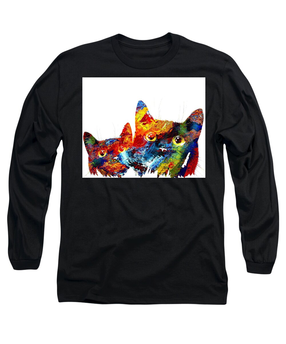 Cat Long Sleeve T-Shirt featuring the painting Cat 608 by Lucie Dumas