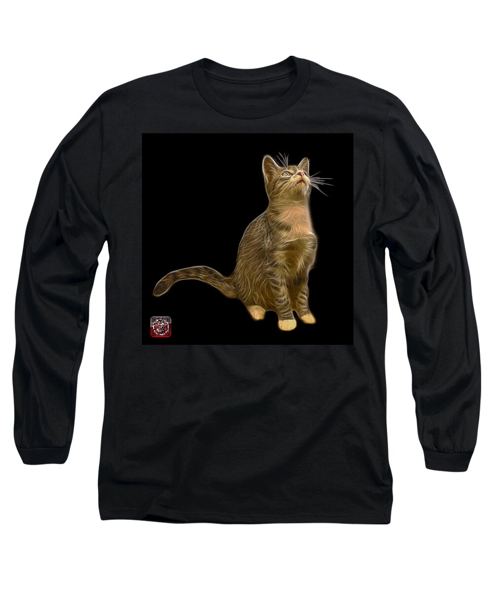 Cat Long Sleeve T-Shirt featuring the painting Cat Art - 3771 BB by James Ahn