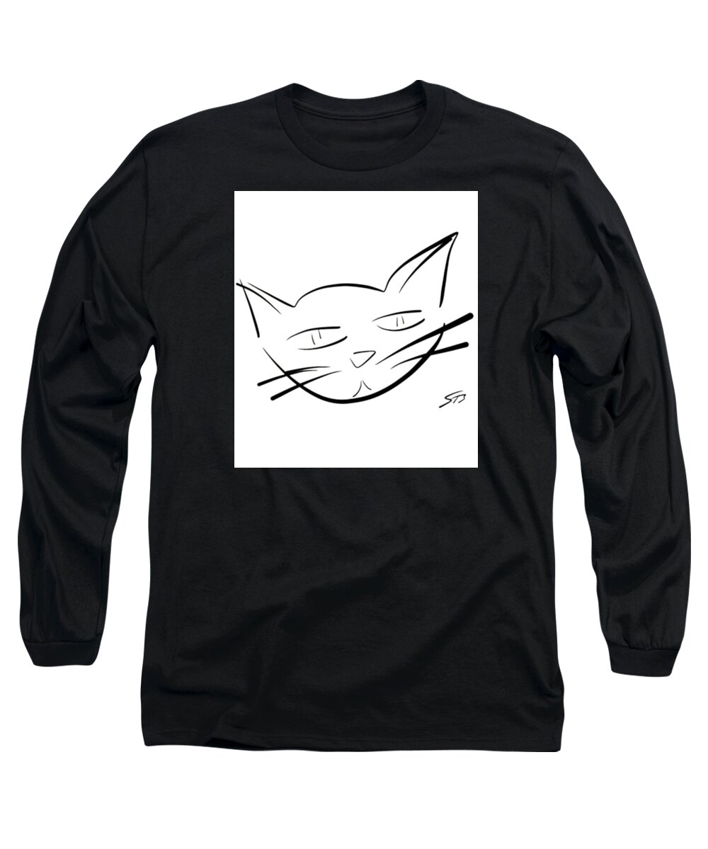 Cat Long Sleeve T-Shirt featuring the digital art Cat by Stacy C Bottoms