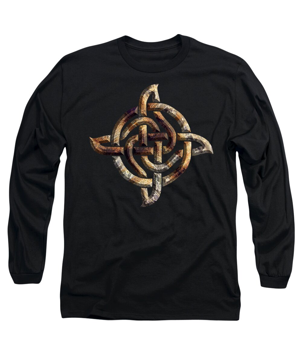 Artoffoxvox Long Sleeve T-Shirt featuring the mixed media Celtic Rock Knot by Kristen Fox