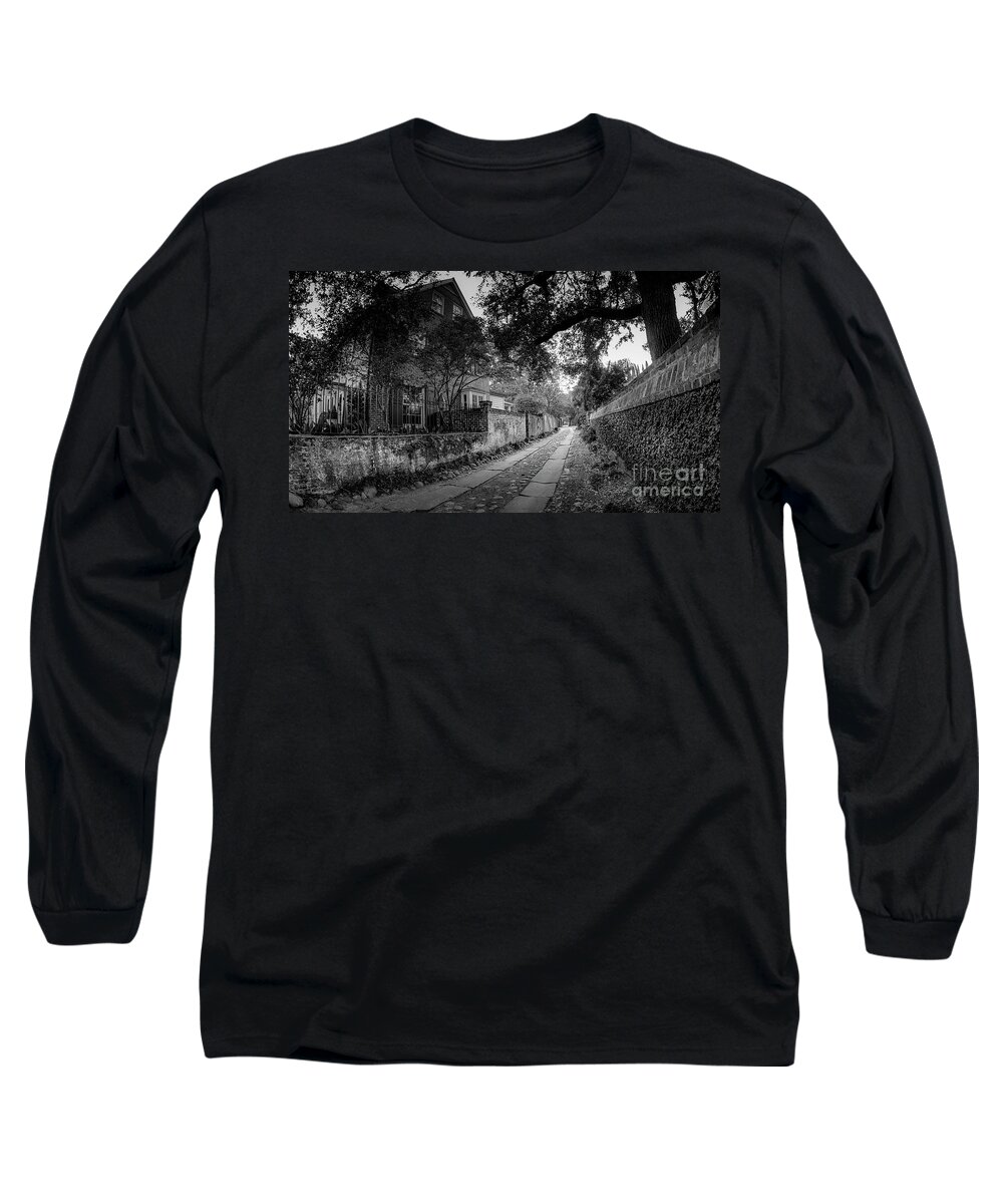 Black And White Long Sleeve T-Shirt featuring the photograph Charleston Ally Path by David Smith
