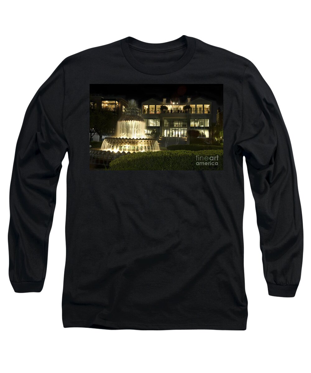 Charleston Long Sleeve T-Shirt featuring the photograph Charleston Pineapple Fountain by Tim Mulina