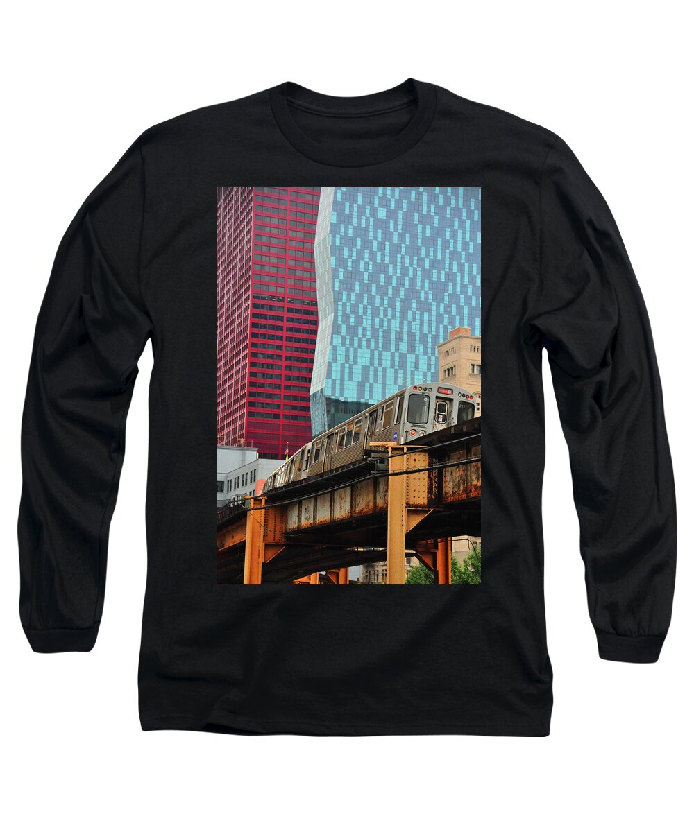 Chicago Long Sleeve T-Shirt featuring the photograph Chicago Abstraction - Chicago, Illinois by Denise Strahm