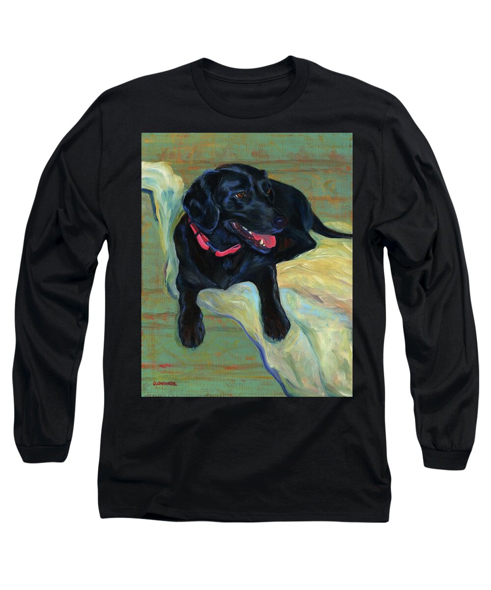 Pet Portrait Long Sleeve T-Shirt featuring the painting Chloe by Susan Hensel