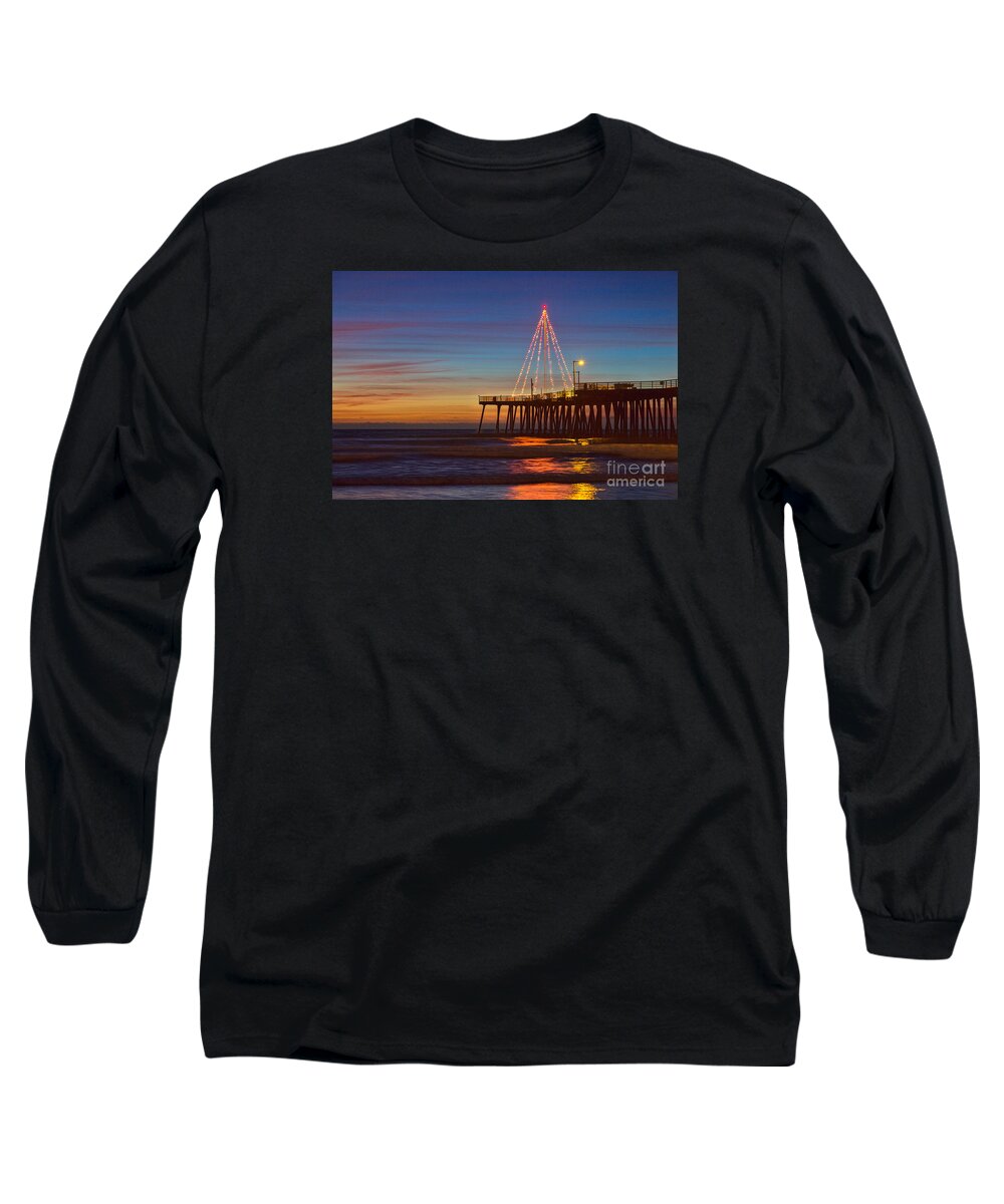Christmas Long Sleeve T-Shirt featuring the photograph Christmas Lights On The Pismo Pier by Mimi Ditchie