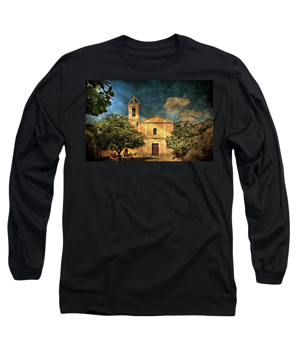 Architecture Long Sleeve T-Shirt featuring the photograph Church in Peillon by Roberto Pagani
