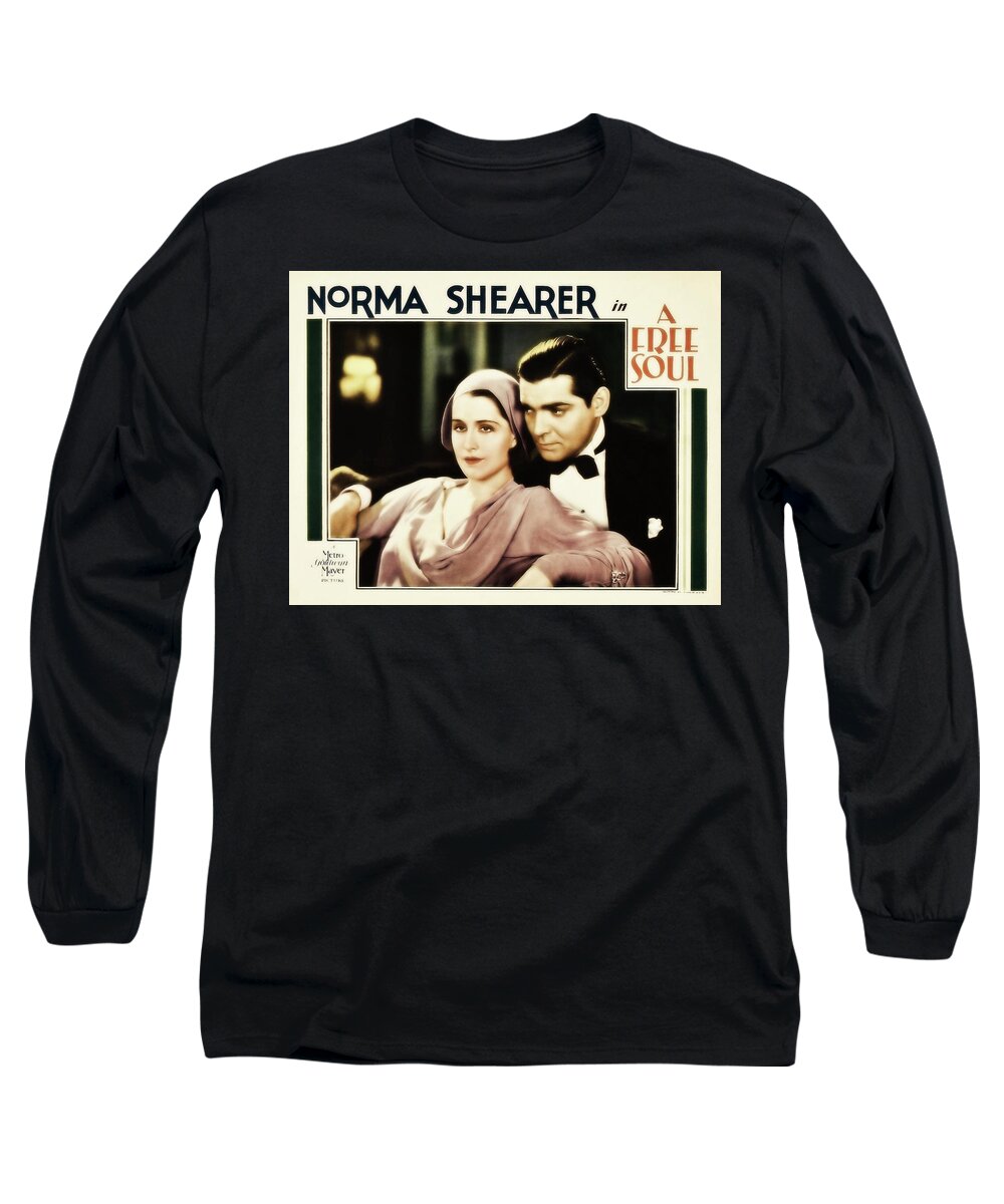 A Free Long Sleeve T-Shirt featuring the photograph Clark Gable movie idol in A FREE SOUL by Vintage Collectables