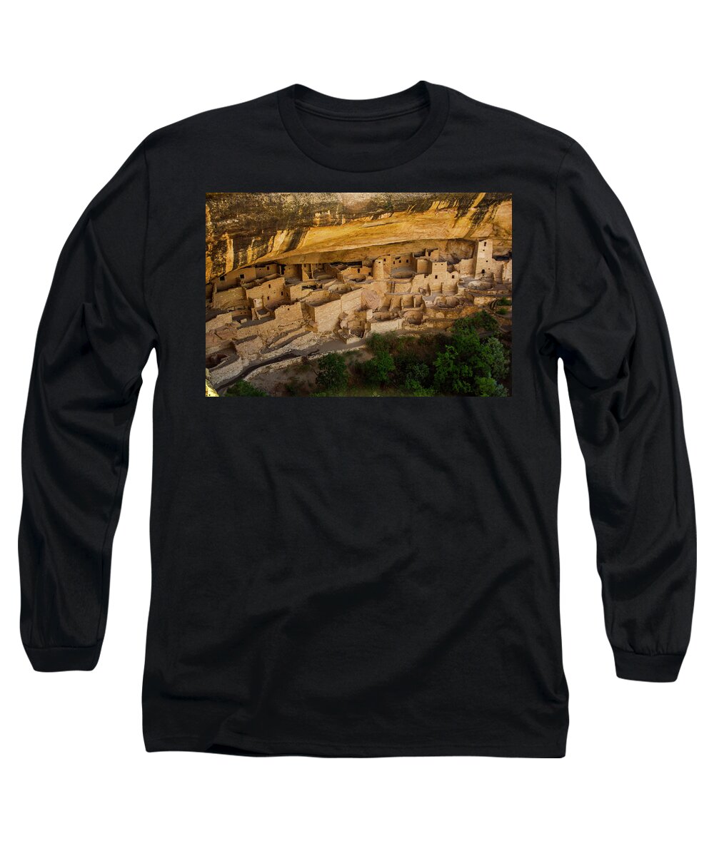 Mesa Verde Long Sleeve T-Shirt featuring the photograph Cliff House from Above by Doug Scrima