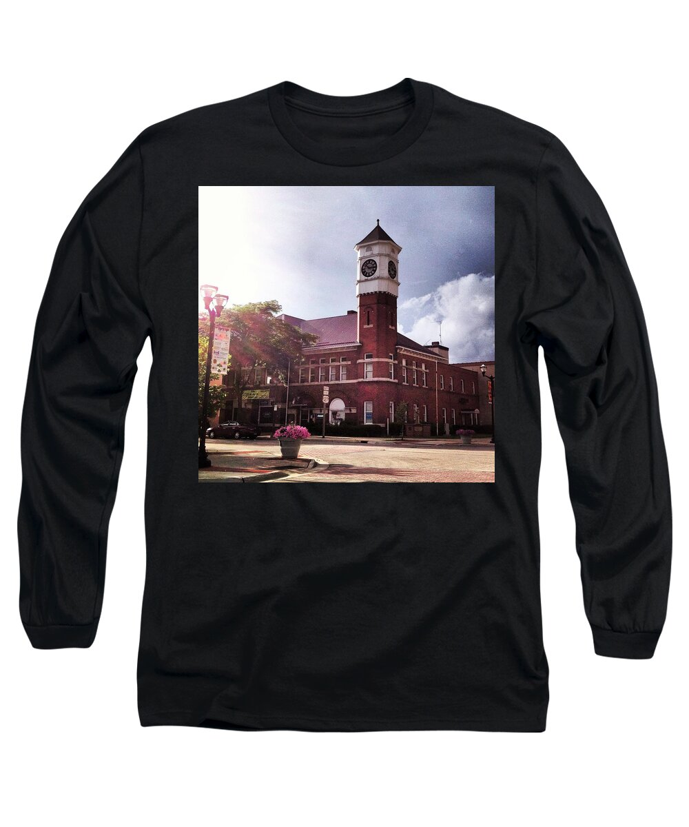 Alma Long Sleeve T-Shirt featuring the photograph Clocktower Sunshine by Chris Brown
