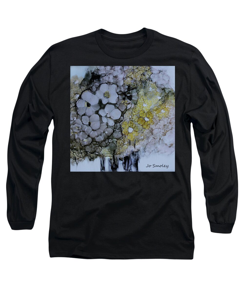 Floral Long Sleeve T-Shirt featuring the painting Cloudy with a Chance of Sunshine by Jo Smoley