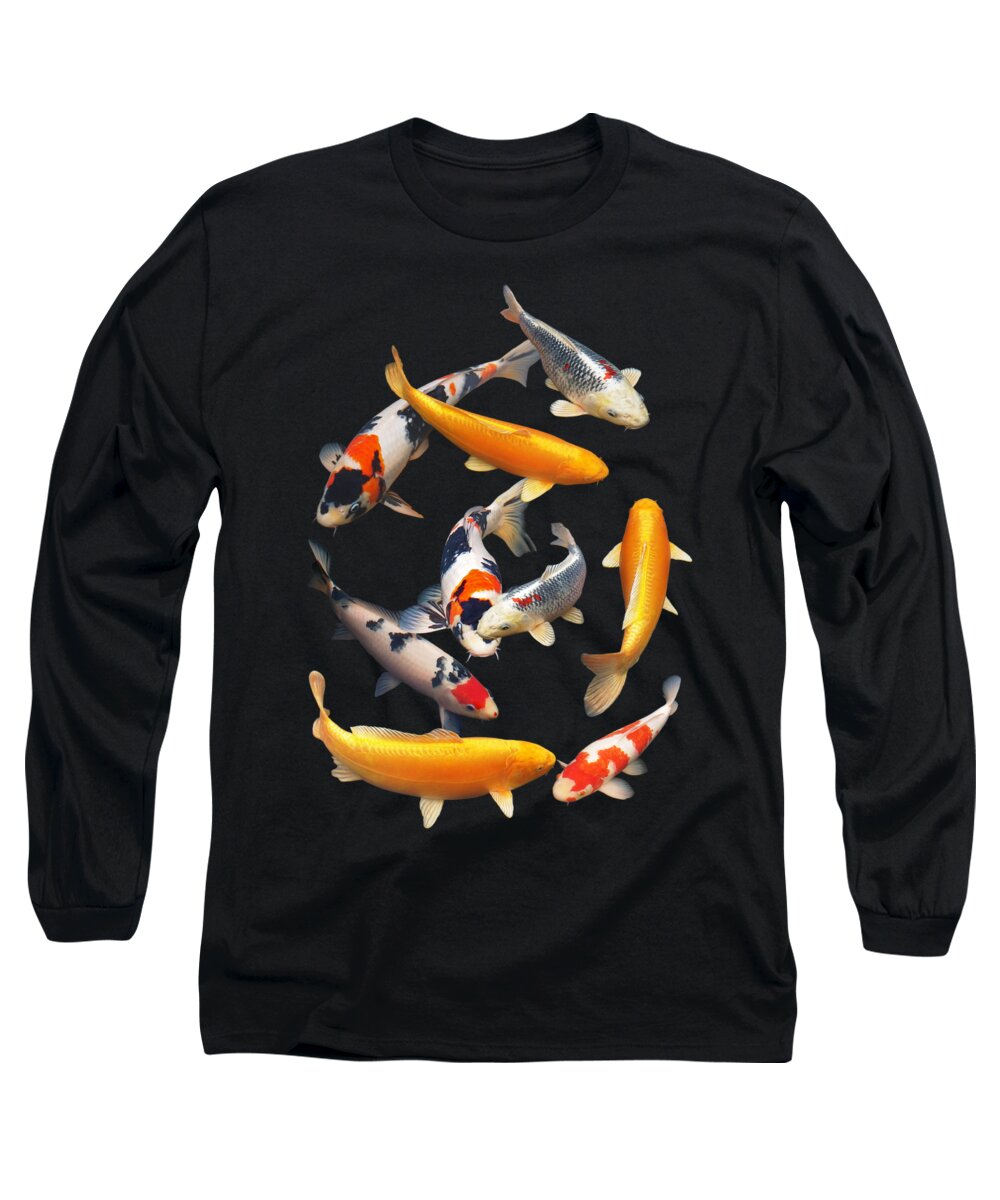 Fish Long Sleeve T-Shirt featuring the photograph Colorful Japanese Koi Vertical by Gill Billington