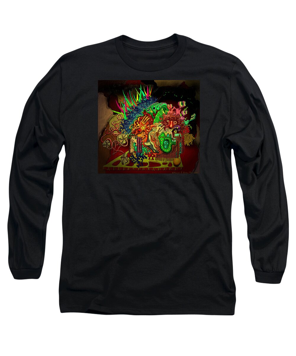 Fantasy Long Sleeve T-Shirt featuring the painting Colour Clutter Funk by ThomasE Jensen