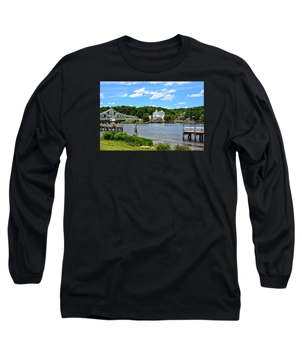Ct Long Sleeve T-Shirt featuring the photograph Connecticut River - Swing Bridge - Goodspeed Opera House by Mike Martin