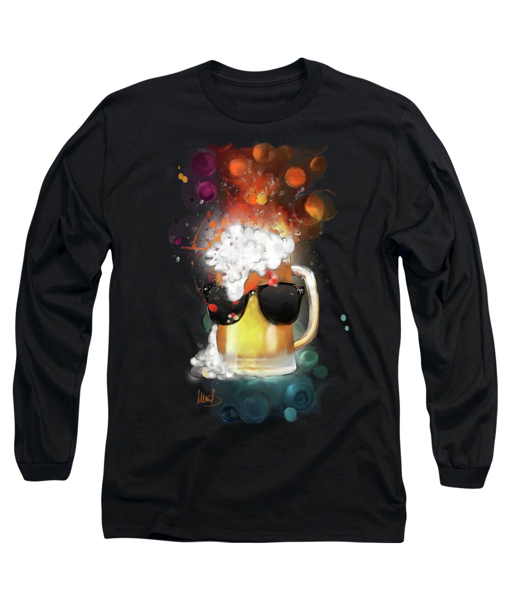 Beer Long Sleeve T-Shirt featuring the painting Cool Beer by Melanie D