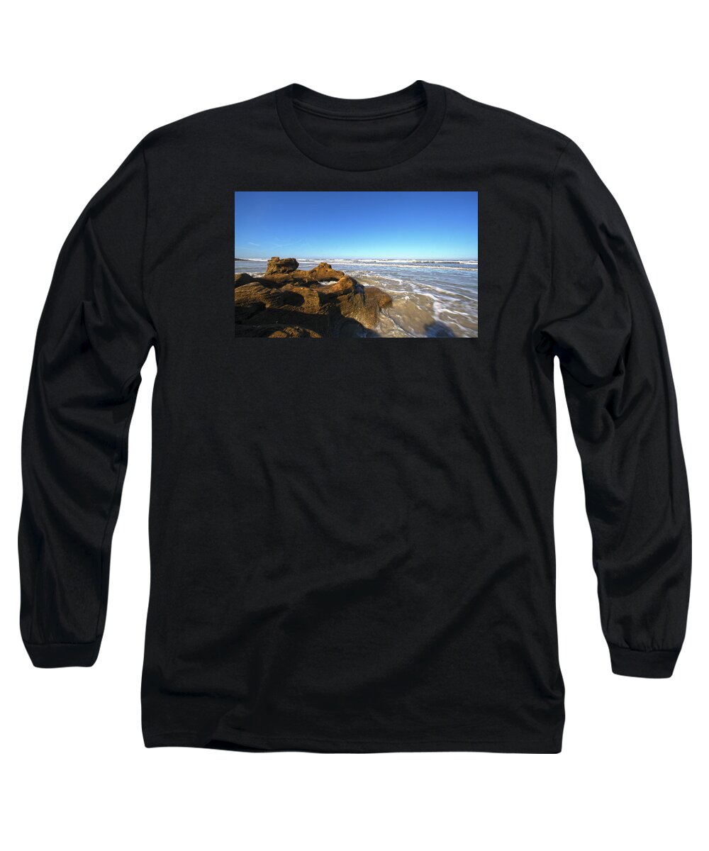 Silhouette Long Sleeve T-Shirt featuring the photograph Coquina Beach by Robert Och