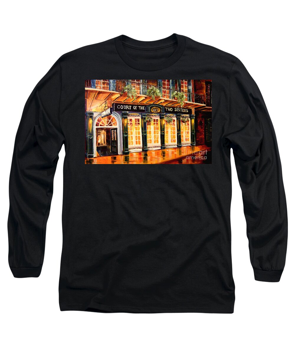 New Orleans Long Sleeve T-Shirt featuring the painting Court of the Two Sisters by Diane Millsap
