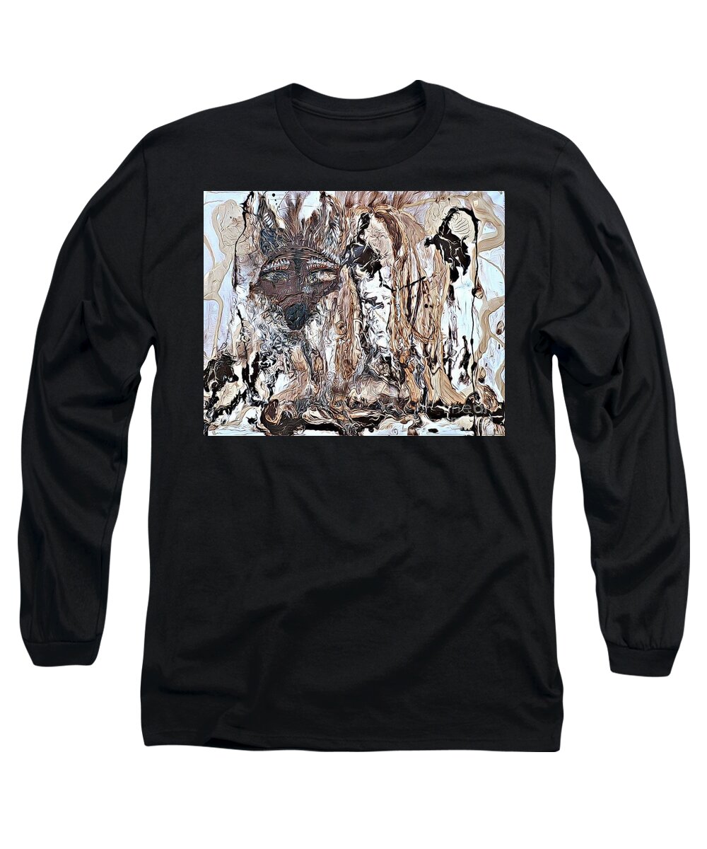 Coyote Long Sleeve T-Shirt featuring the painting Coyote the Trickster by 'REA' Gallery