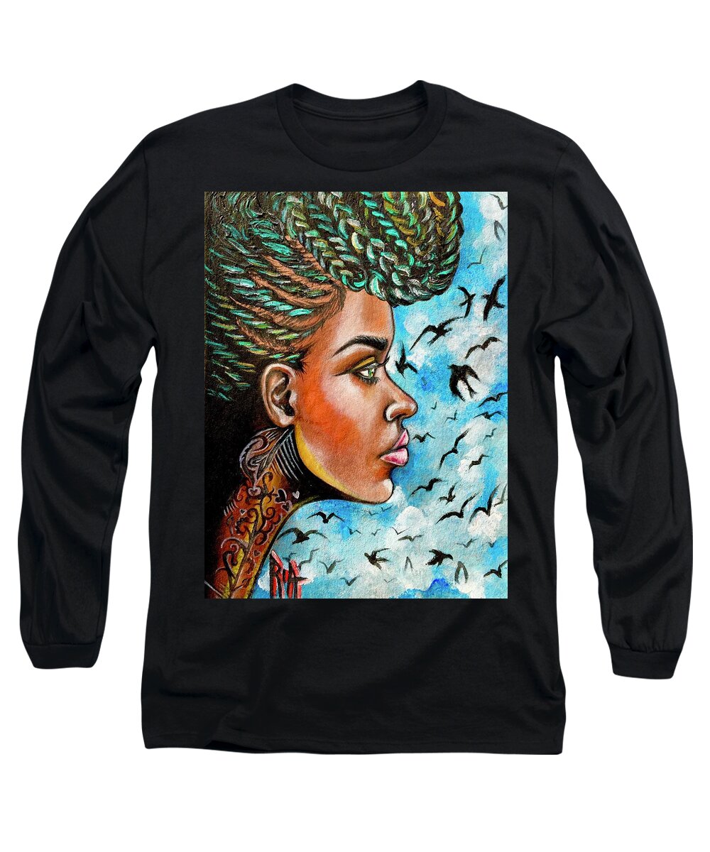 Ria Long Sleeve T-Shirt featuring the painting Crowned Royal by Artist RiA