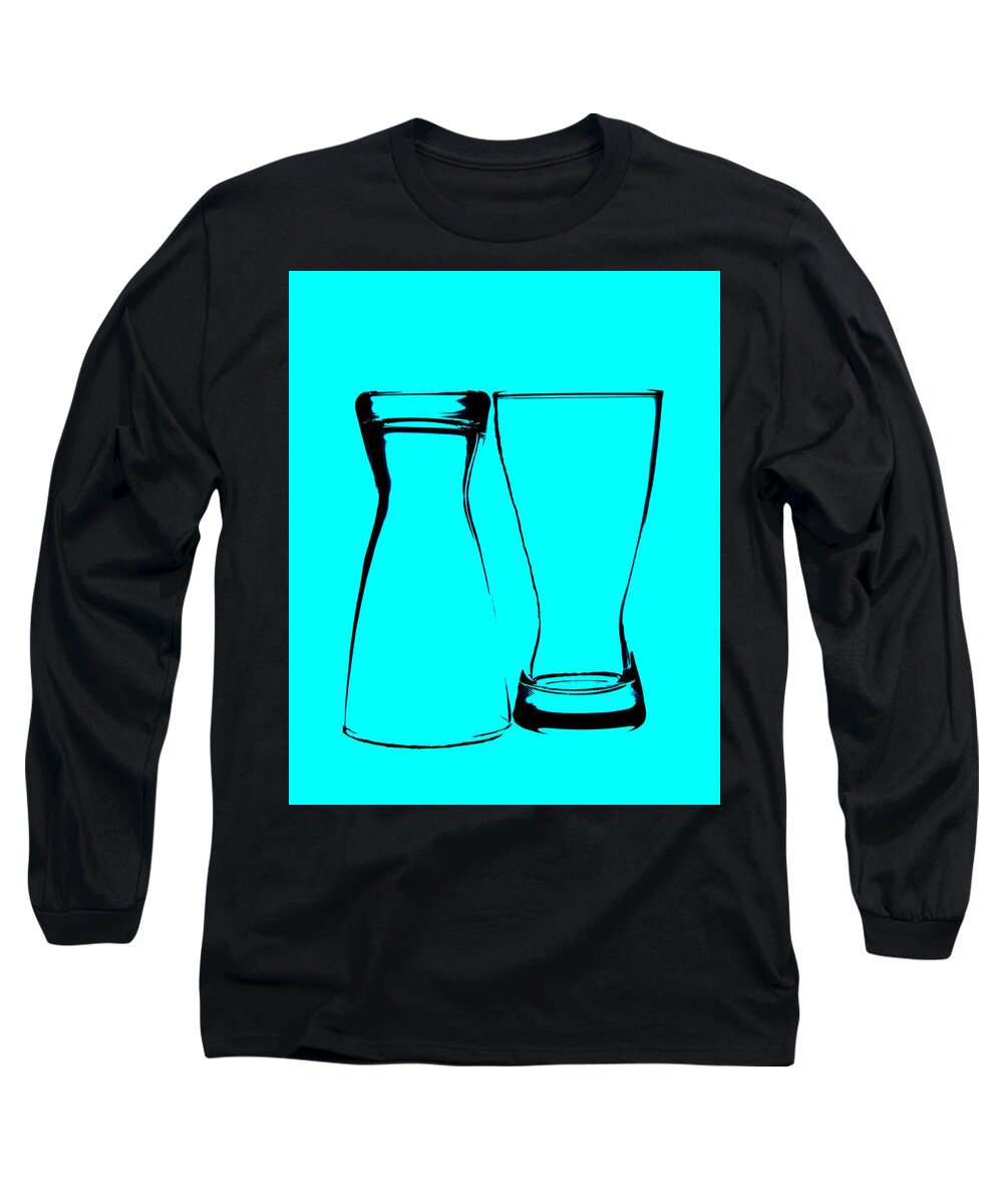 Glassware Long Sleeve T-Shirt featuring the photograph Cyan Glass by Lonnie Paulson