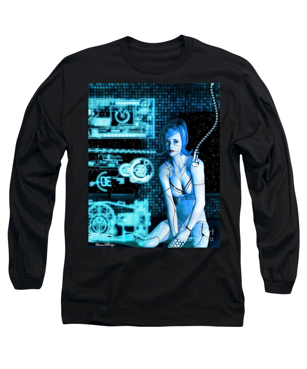Sci-fi Long Sleeve T-Shirt featuring the digital art Damaged Cyborg by Alicia Hollinger
