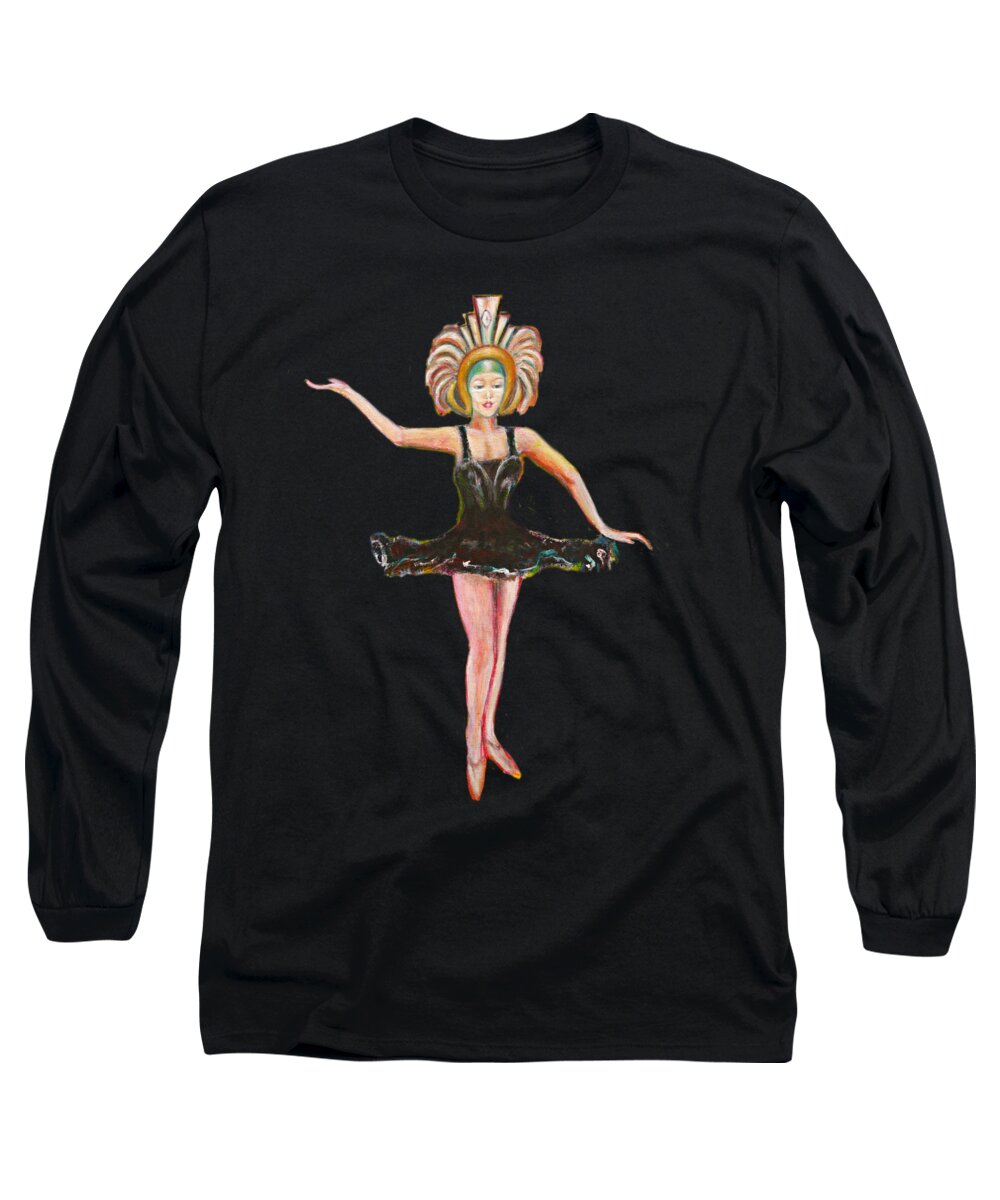 Dance Long Sleeve T-Shirt featuring the painting Dancer in the Black Tutu by Tom Conway