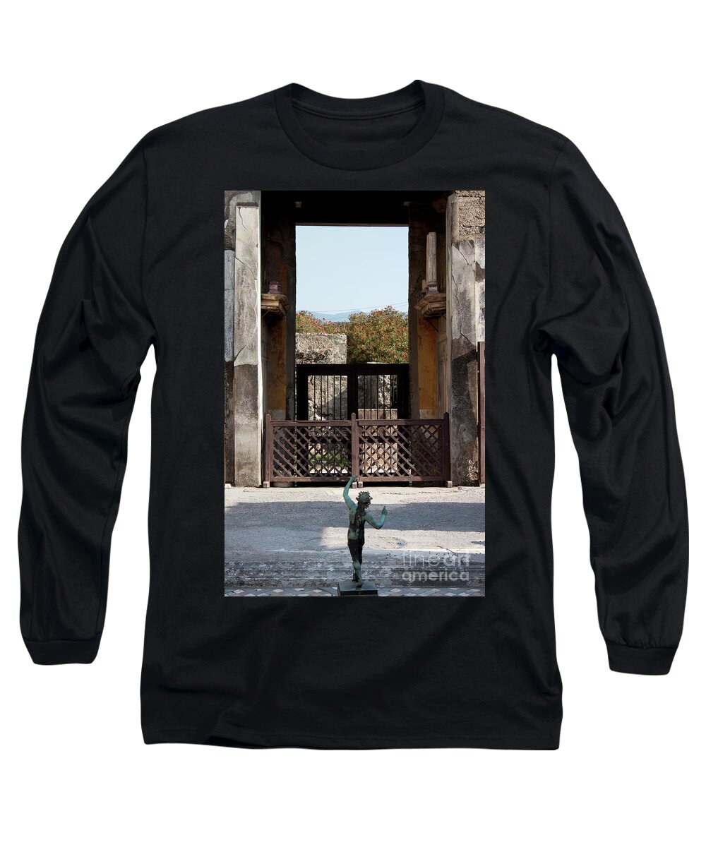 Ruins Of Ancient Roman Long Sleeve T-Shirt featuring the photograph Dancing Faun by Ivete Basso Photography