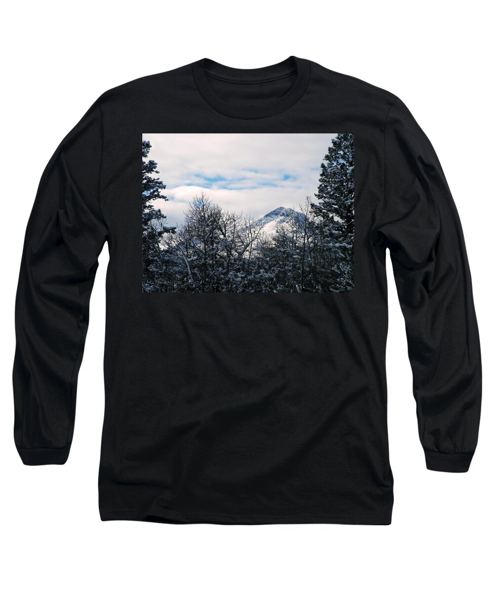Dancing Woman Mountain Long Sleeve T-Shirt featuring the photograph Dancing Woman Mountain in the Winter by Tracey Vivar