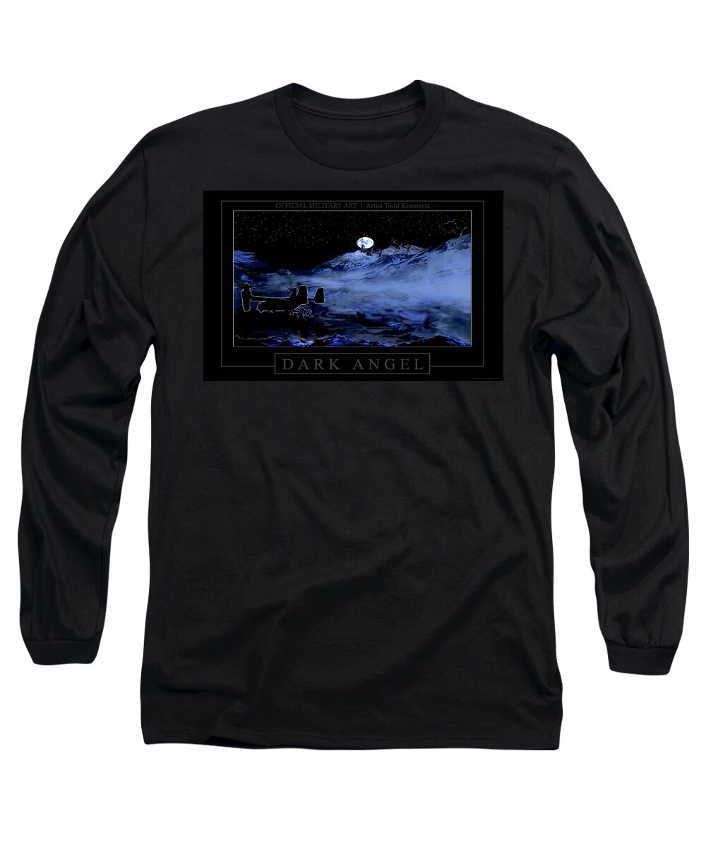 Military Art Long Sleeve T-Shirt featuring the drawing Dark Angel by Todd Krasovetz